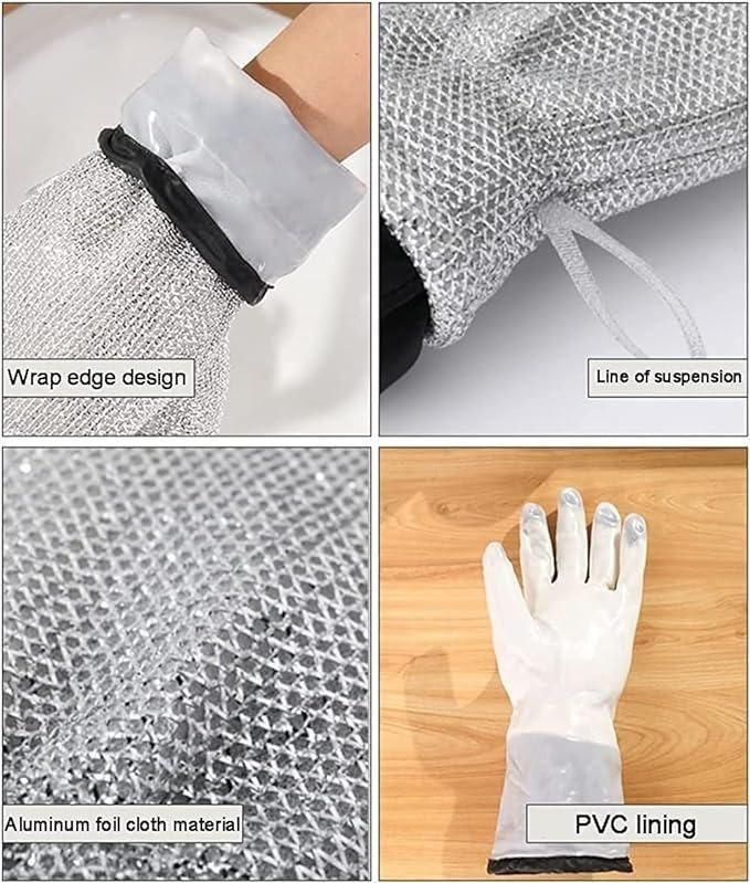 Wire Dishwashing Gloves| Kitchen Cleaning | Non-Scratch| Gloves | Pack of 2