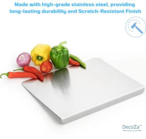 DECOZA 304 Stainless Steel Chopping Board | Kitchen Counter Top | Kneading Board | Cutting and Chopping | 41 x 31 cm (Original Big Size) | 0.5 kg.