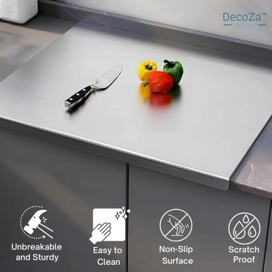 DECOZA 304 Stainless Steel Chopping Board | Kitchen Counter Top | Kneading Board | Cutting and Chopping | 41 x 31 cm (Original Big Size) | 0.5 kg.